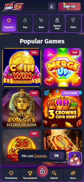 Interface popular games.