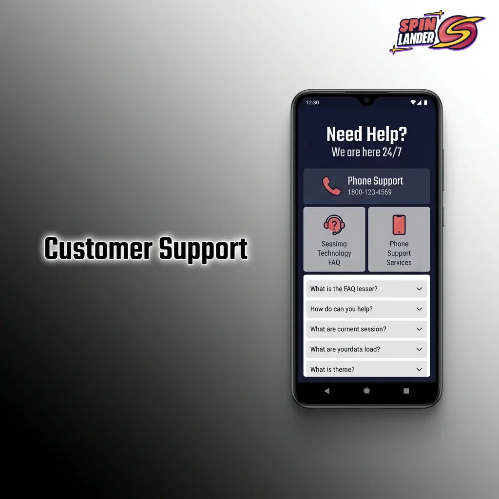 Spinlander customer support channels including 24/7 live chat, email, and FAQ help centre options