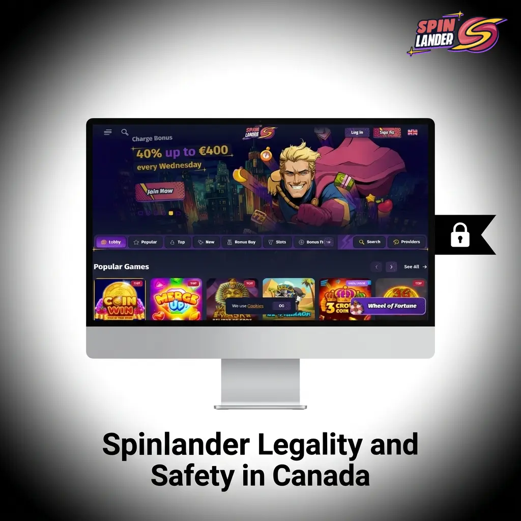 Spinlander casino safety in Canada featuring SSL encryption, Curaçao licence, and responsible gaming tools