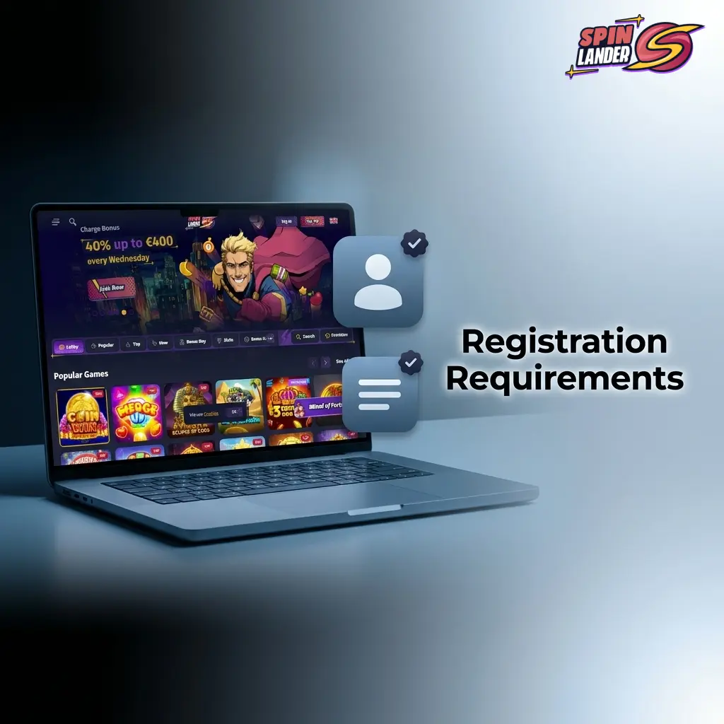 Spinlander casino registration requirements checklist showing age, identity, and residency eligibility conditions for Canadian players